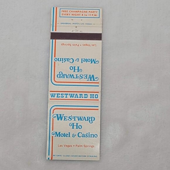 Westward Ho Motel & Casino Las Vegas NV Palm Springs FL Matchbook cover vintage - Picture 4 of 5